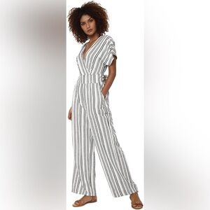 American Eagle Striped Jumpsuit Tie Back Elastic waist wide leg Small